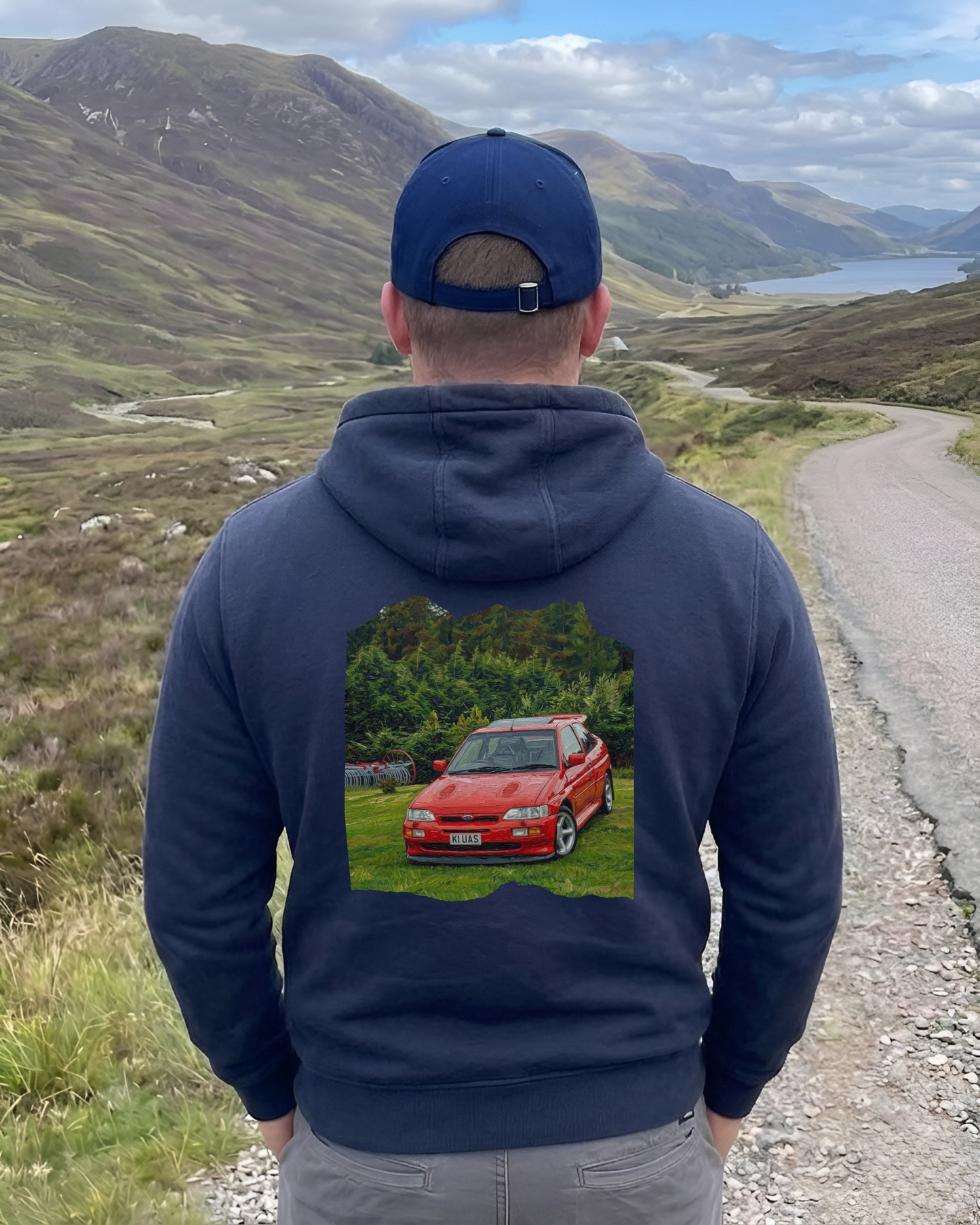 "Red Ford Escort Cosworth" Unisex Hoodie