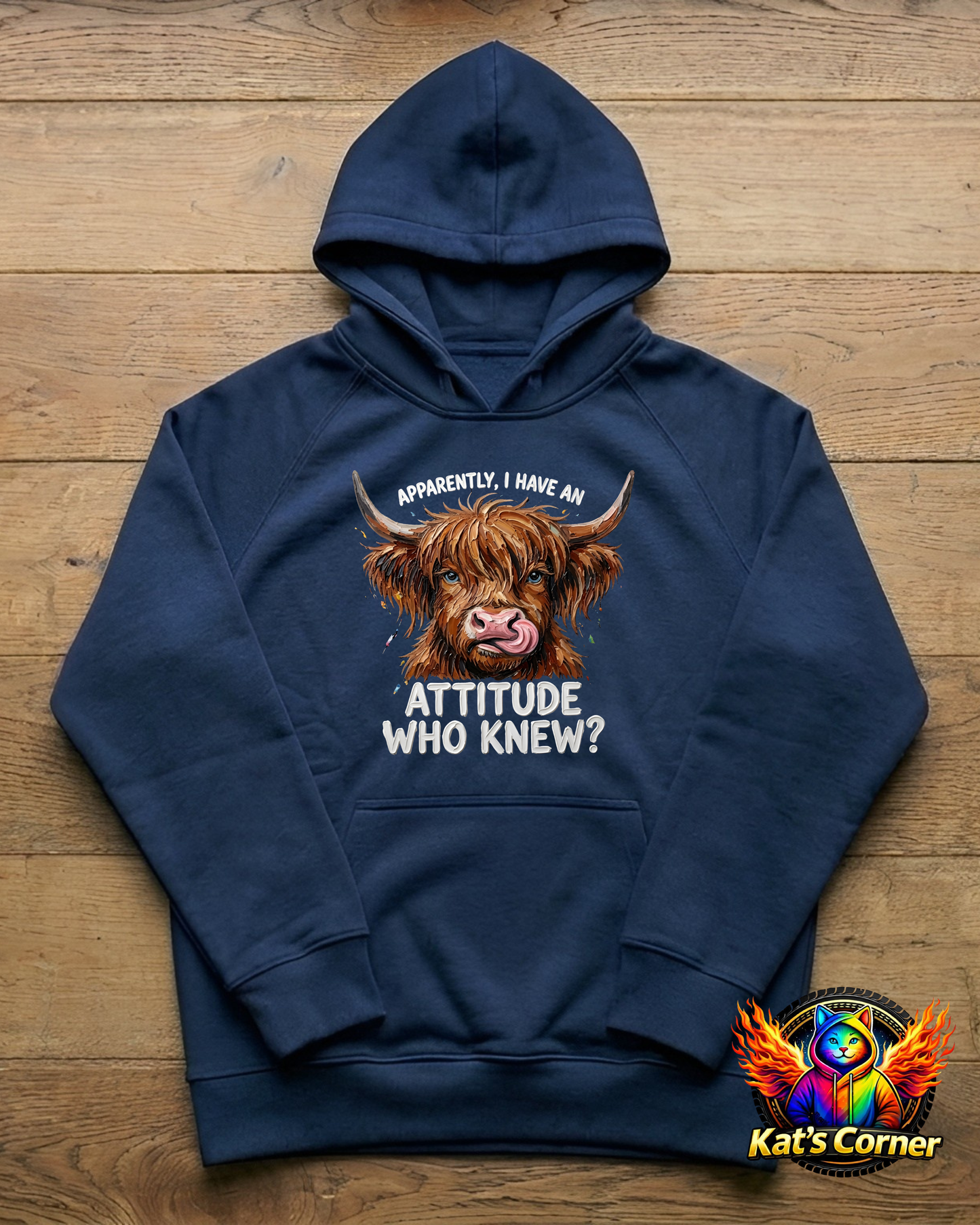 Apparently I Have an Attitude... Who Knew?" Highland Cow Unisex Hoodie