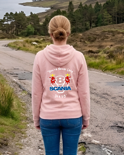 "You're Never Late in a V8" Pink Women's Hoodie