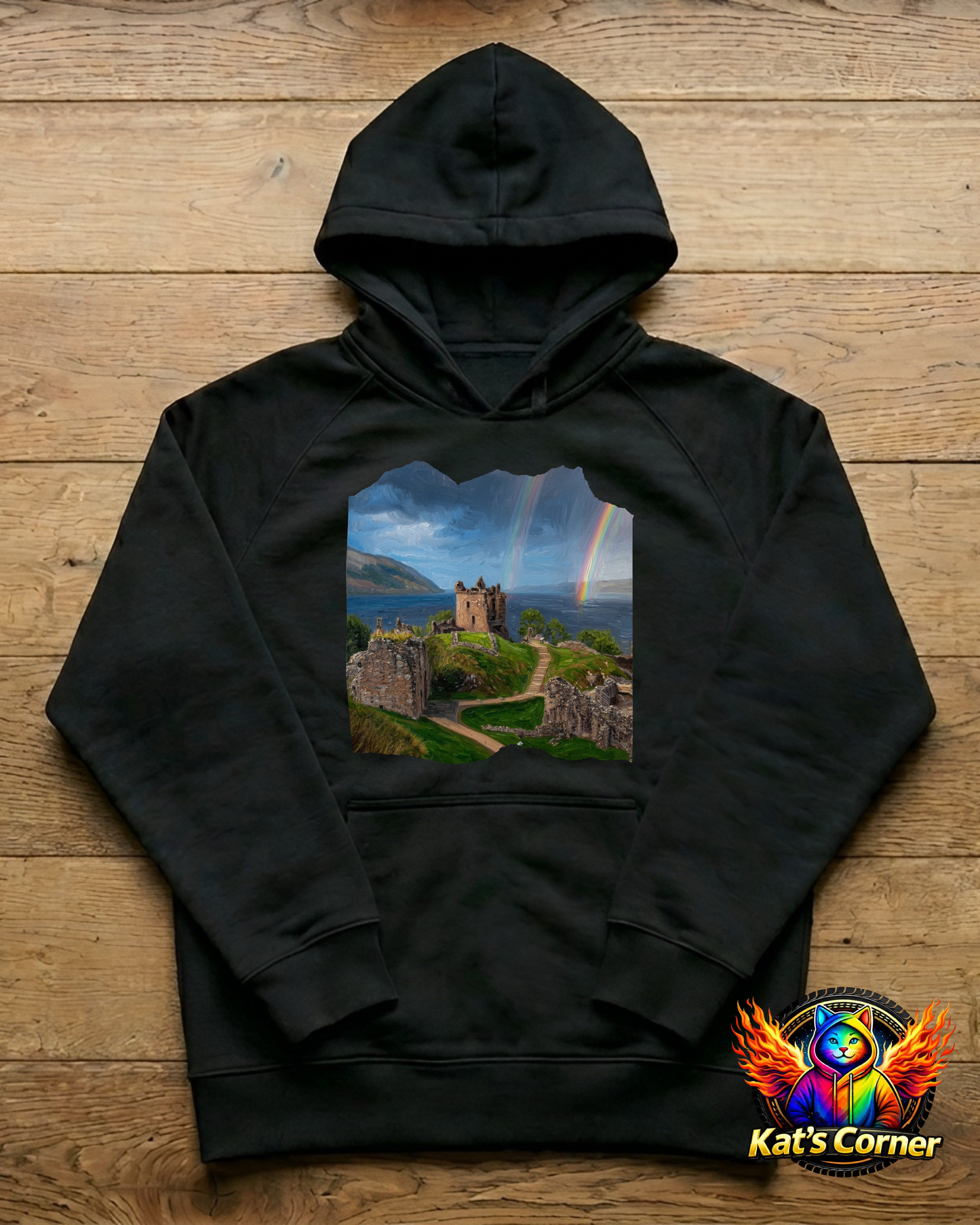 "Urquhart Castle Loch Ness" Unisex Black Adults Hoodie