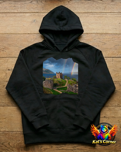 "Urquhart Castle Loch Ness" Unisex Black Adults Hoodie