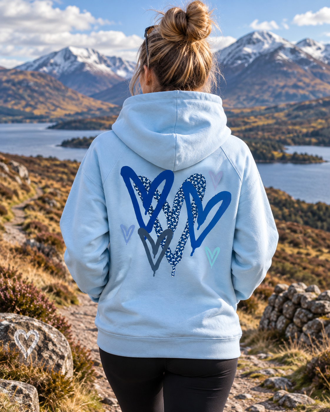Scottish Graffiti Hearts - Blue Hoodie