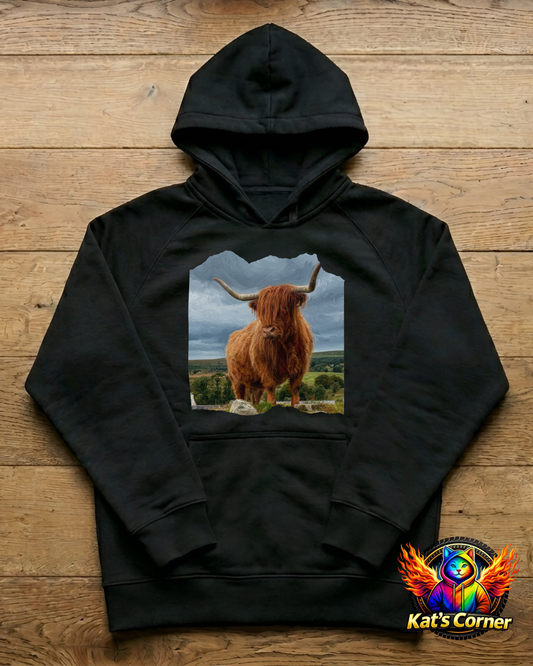 "Highland Cow" Unisex Black Adults Hoodie