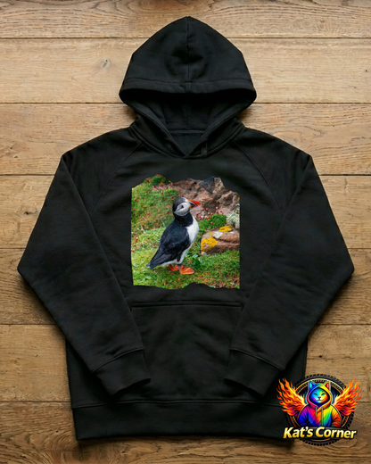 "Atlantic Puffin" Unisex Black Adults Hoodie